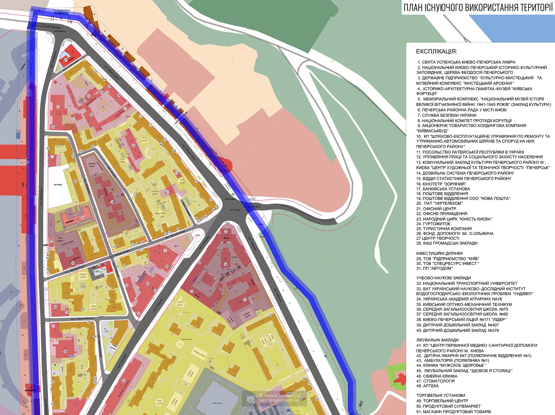 A detailed plan of the territory of the Mystetsky Arsenal